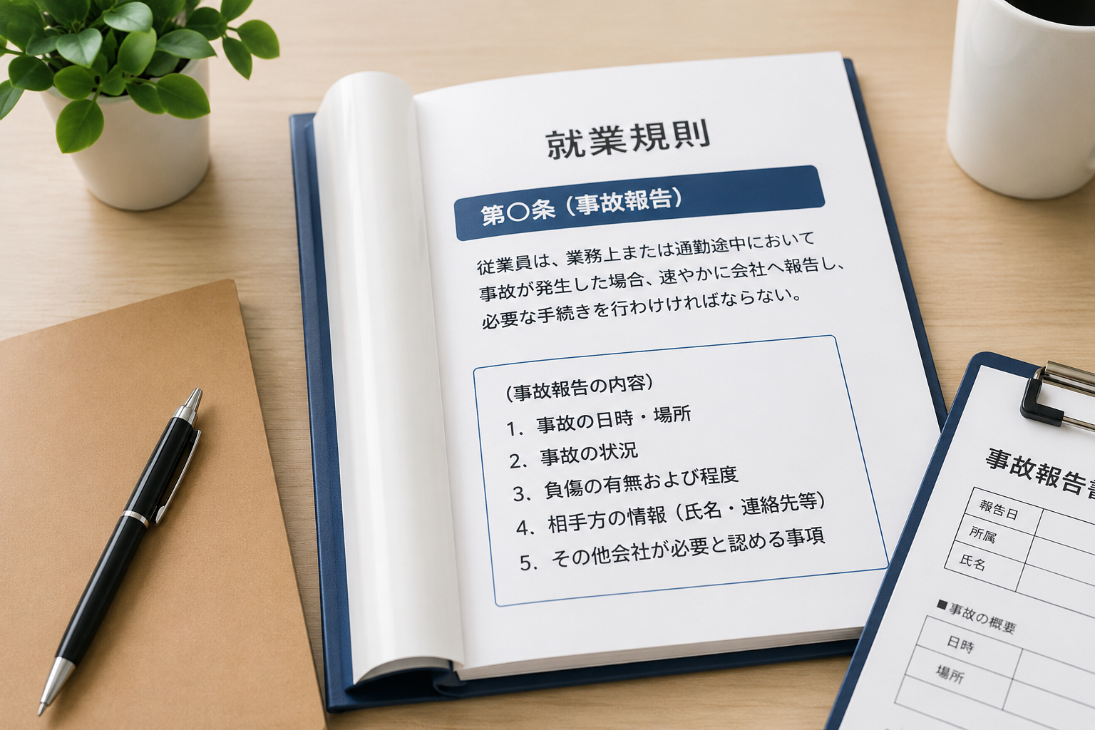 就業規則に交通事故の報告規定がある場合のイメージ